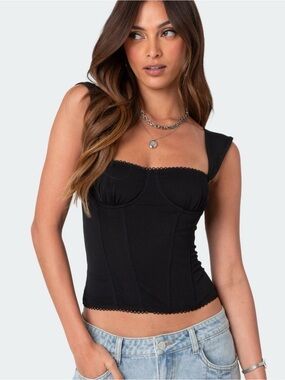 Edikted Black Corset Marcella Wide Strap Corset